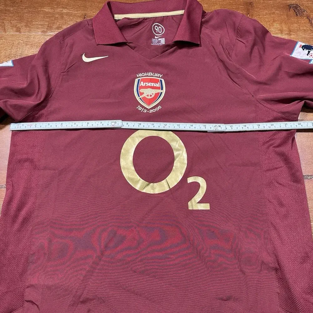 Nike Arsenal Soccer Jersey Mens L Burgundy Long Sleeve Henry #14 Highbury 2006